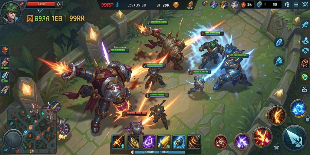 Tampilan gameplay seru dalam 99RP MOBA.
