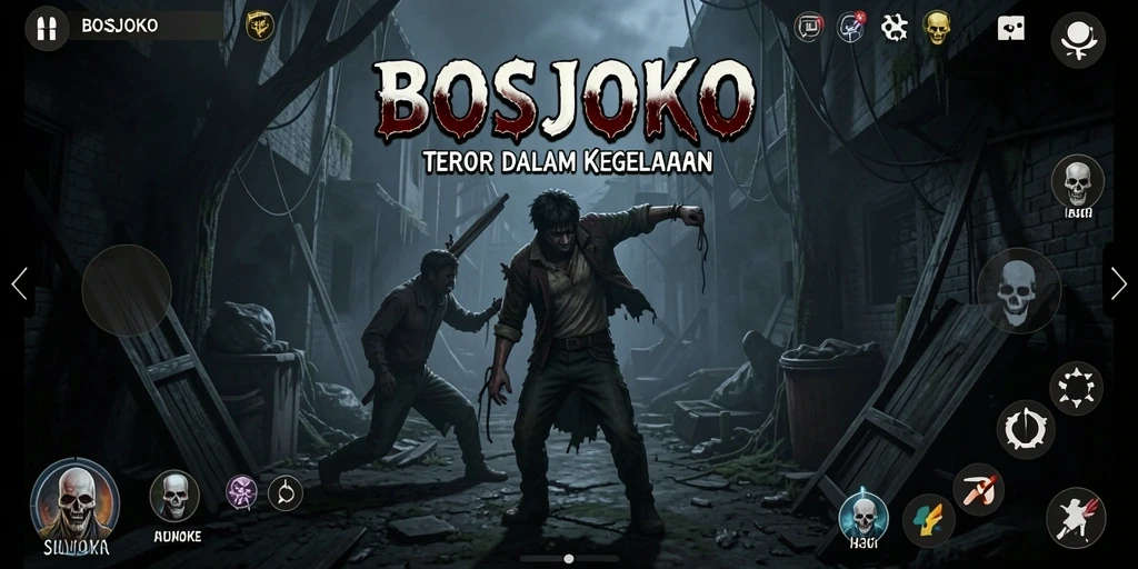 Gameplay menegangkan di BOSJOKO dengan suasana yang mencekam.