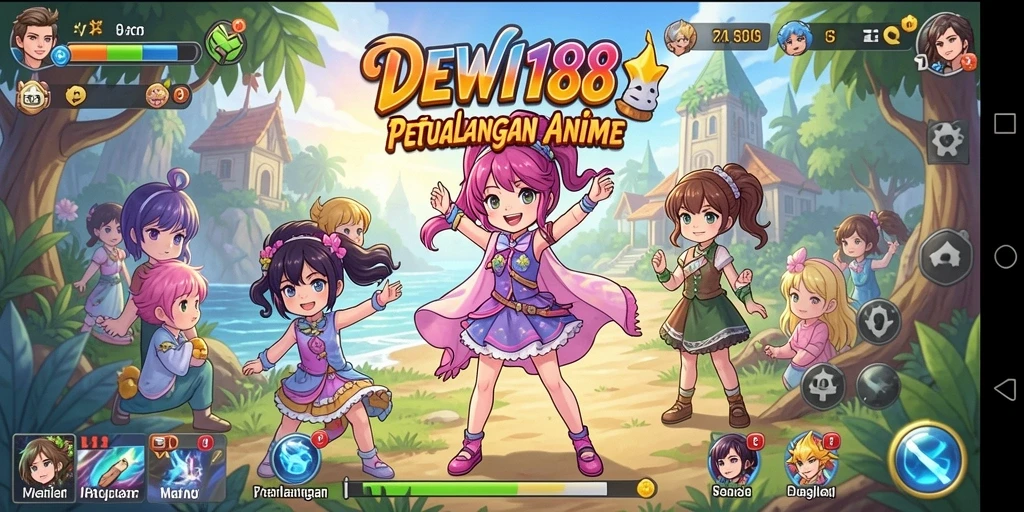Tampilan gameplay seru DEWI188 dengan karakter anime yang menawan.
