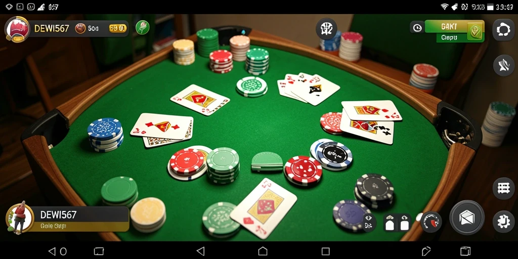 Screenshot utama DEWI567 menampilkan gameplay Gaple yang mendebarkan.