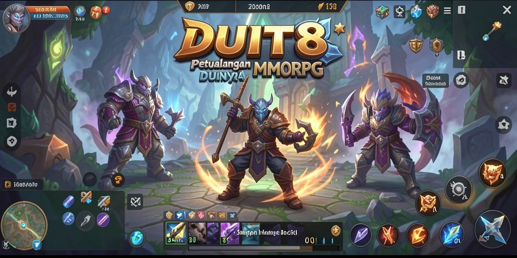 Screenshot gameplay DUIT8 yang menampilkan pertarungan epik dan lingkungan yang indah.