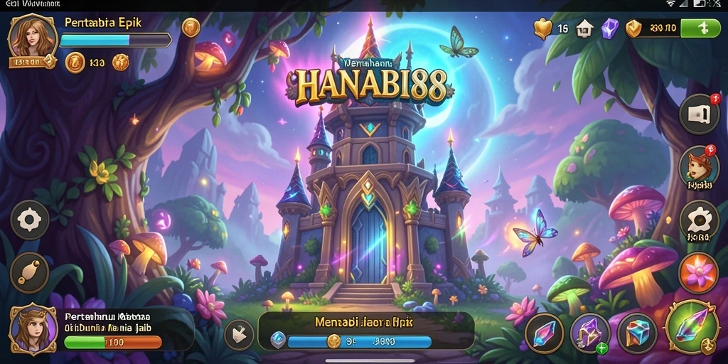 Tampilan menara dan musuh dalam gameplay Tower Defense.