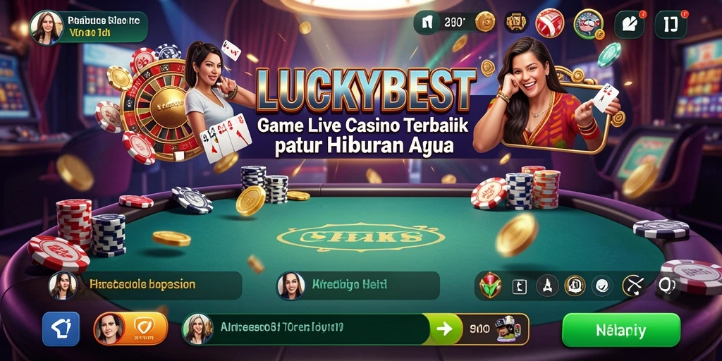 Screenshot gameplay LUCKYBEST menampilkan dealer langsung dan suasana permainan kasino yang nyata.